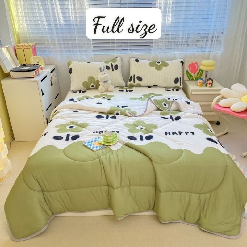 Sét Chiếu Điều Hòa Kèm Chăn Họa Tiết Siêu Mềm Mịn