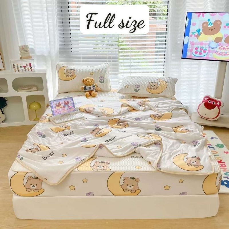 Sét Chiếu Điều Hòa Kèm Chăn Họa Tiết Siêu Mềm Mịn