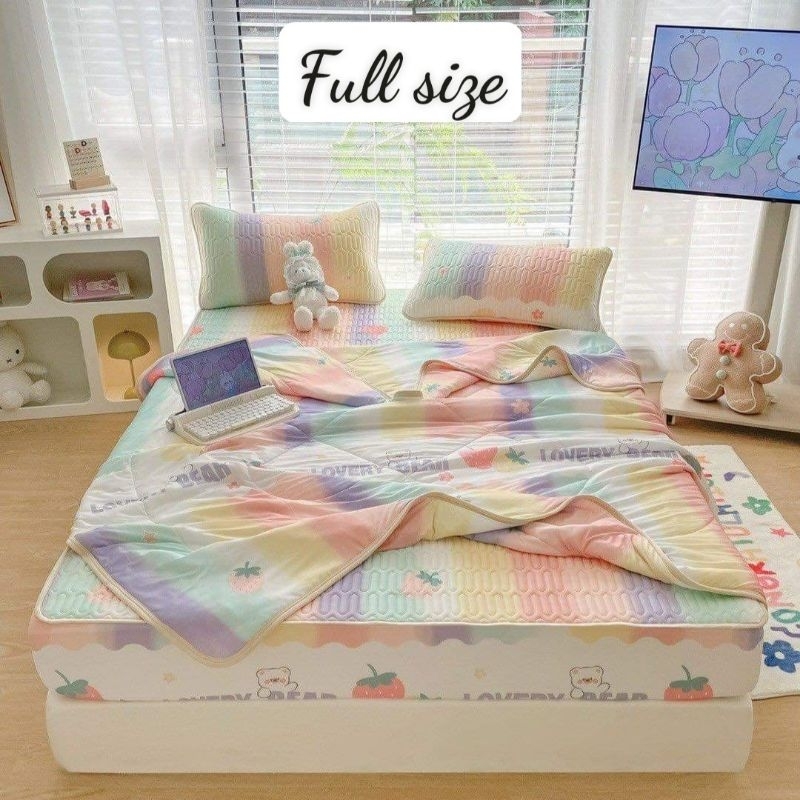 Sét Chiếu Điều Hòa Kèm Chăn Họa Tiết Siêu Mềm Mịn