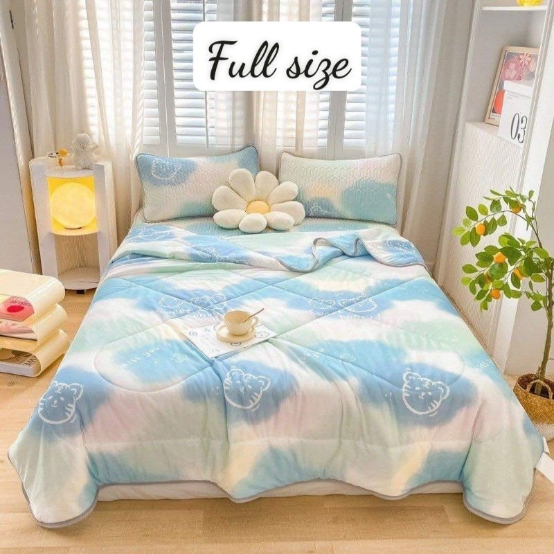 Sét Chiếu Điều Hòa Kèm Chăn Họa Tiết Siêu Mềm Mịn