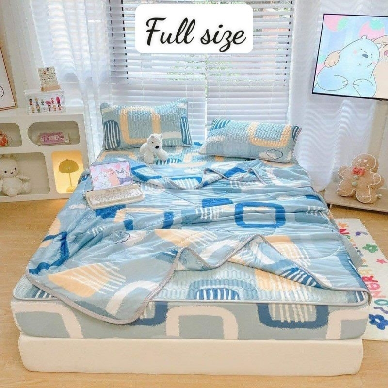 Sét Chiếu Điều Hòa Kèm Chăn Họa Tiết Siêu Mềm Mịn