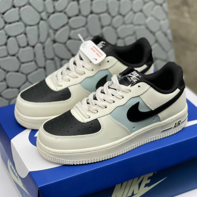 Giày thể thao nike_trắng vạch nâu , giày sneaker AF1 trắng full, Giày air force 1 trắng nâu Bill Box Thời Trang 2022