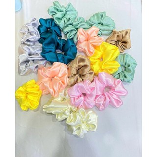 Dây cột tóc scrunchies, dây buộc tóc bằng vải lụa phi bóng handmade nhiều màu