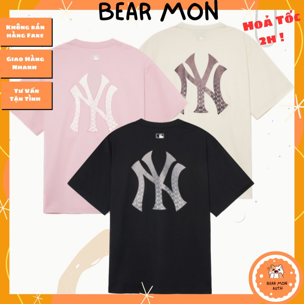 Áo MLB Classic Monogram Big Lux Short Sleeve T-Shirt New York Yankees 3Atsm0334 màu trắng hồng đen