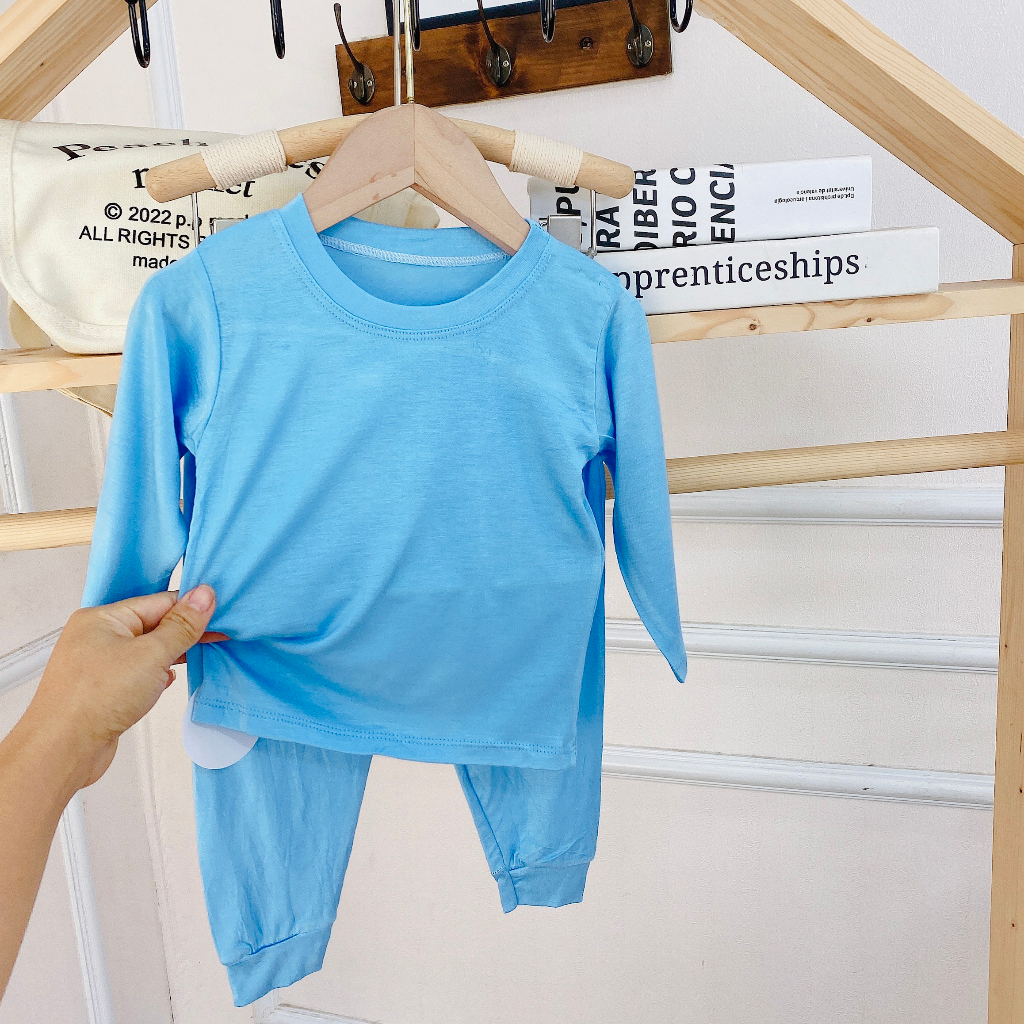 Bộ Dài Tay THUN LẠNH MINKYMOM Màu Trơn Cho Bé Cho Bé Từ 8-18kg