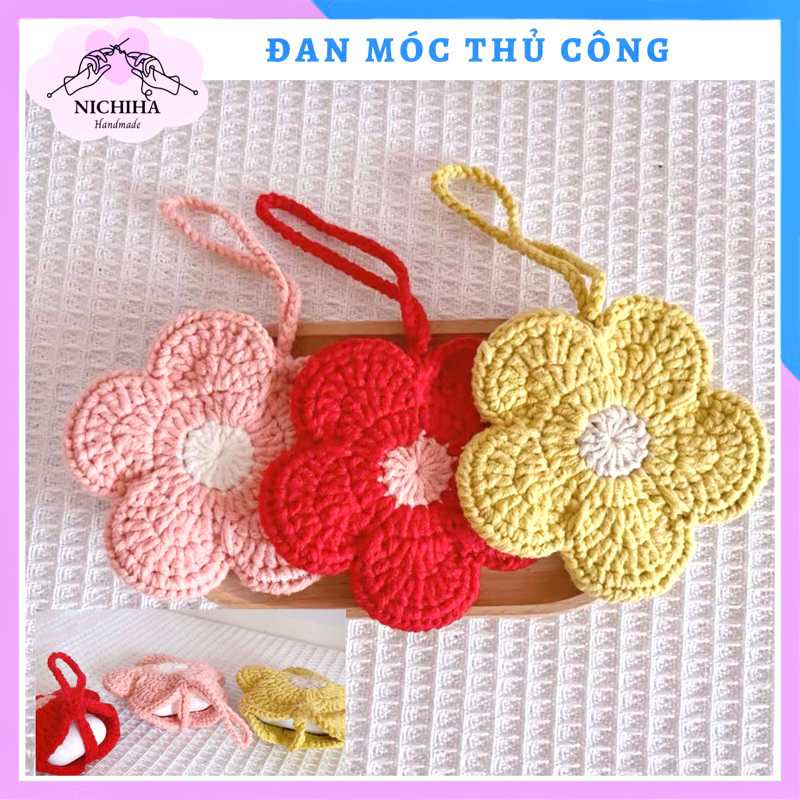 TÚI HOA LEN MINI ĐỰNG TAI NGHE, Airpod Handmade siêu cute (nhắn tin shop để chọn màu)