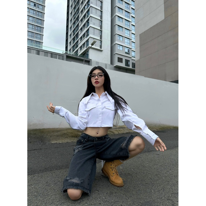 Liniss - CROPPED WHITE SHIRT