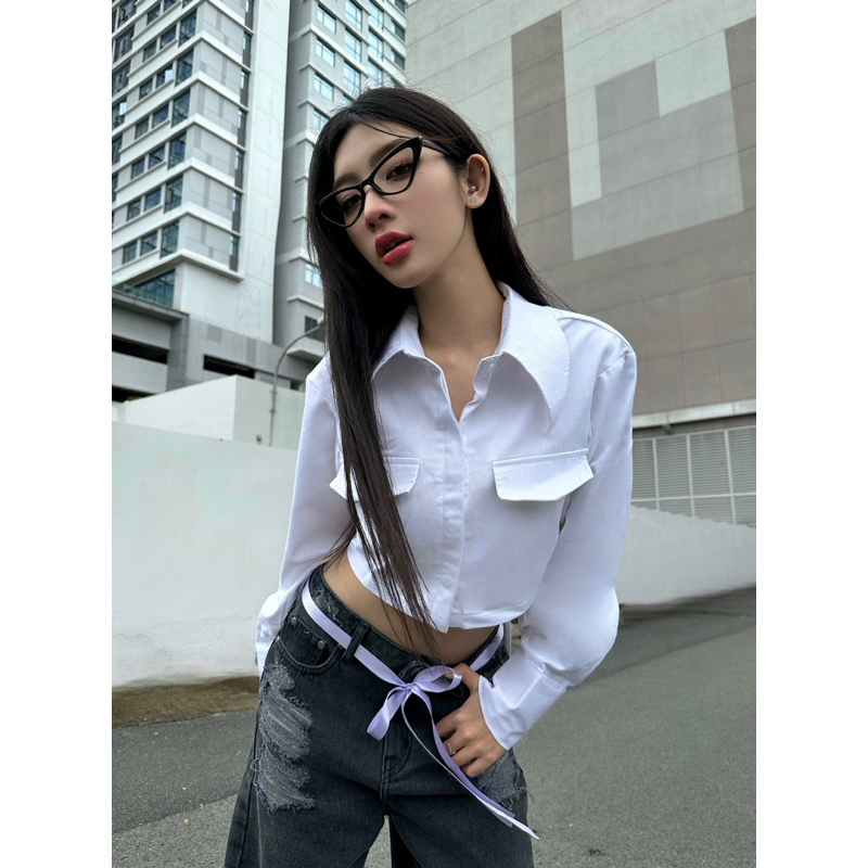 Liniss - CROPPED WHITE SHIRT