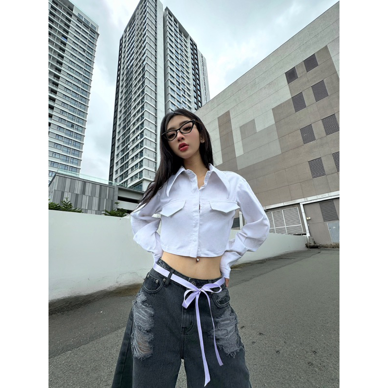 Liniss - CROPPED WHITE SHIRT