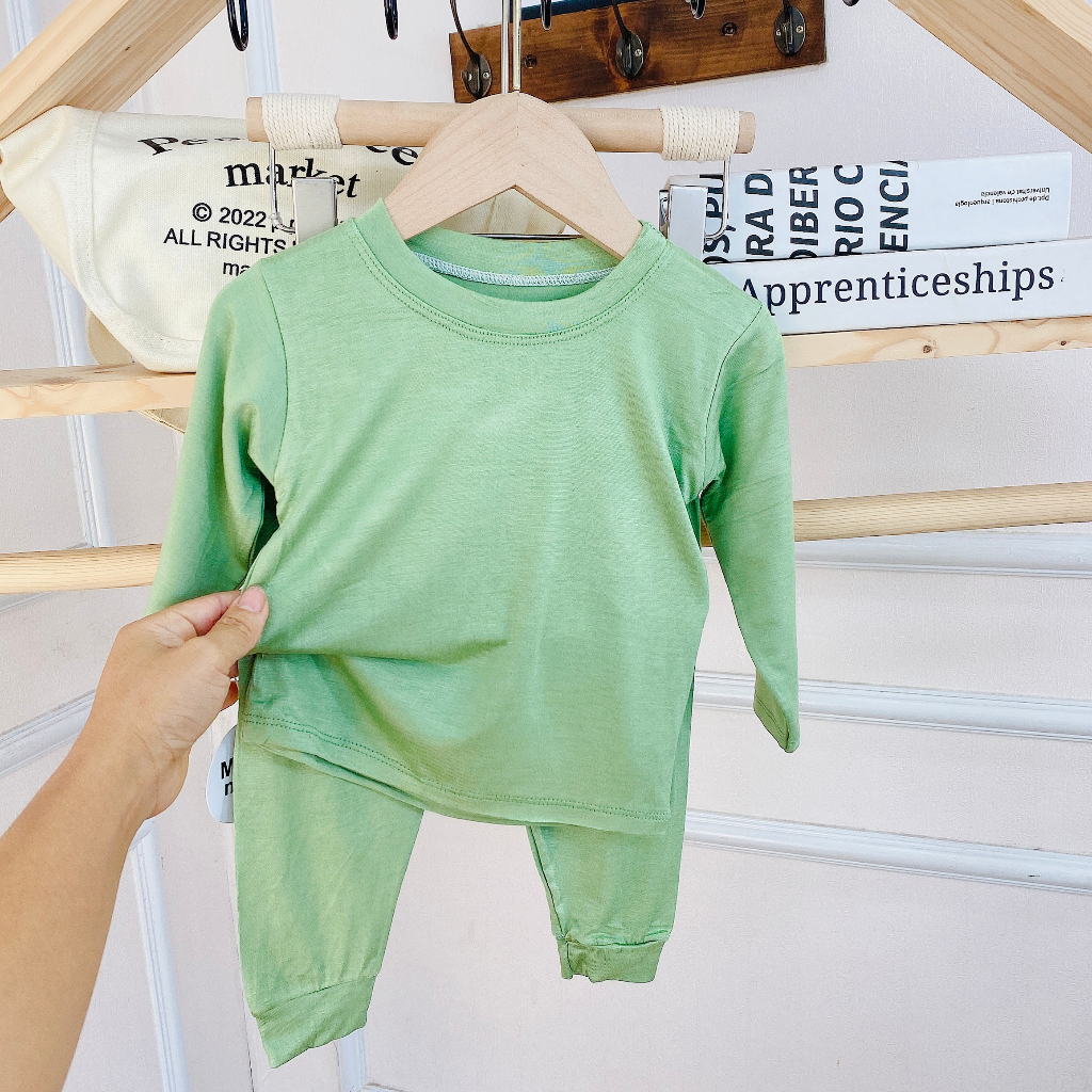 Bộ dài tay cho bé trai bé gái LYBABY chất thun lạnh trơn vải mềm mát cho bé BDT09