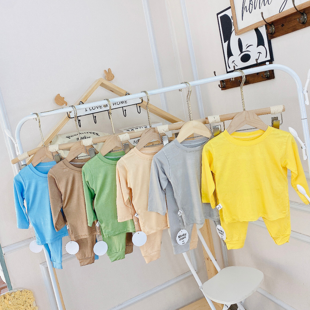 Bộ dài tay cho bé trai bé gái LYBABY chất thun lạnh trơn vải mềm mát cho bé BDT09