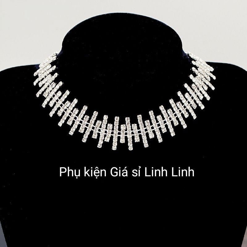 Choker xương cá pha lê