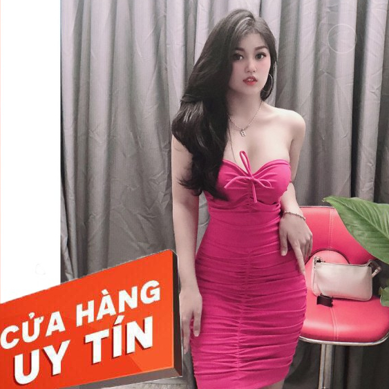 ✔️hienphamstore✔️ Đầm rút nhúng đính nơ kute, đầm body cúp ngực đính nơ - D8951