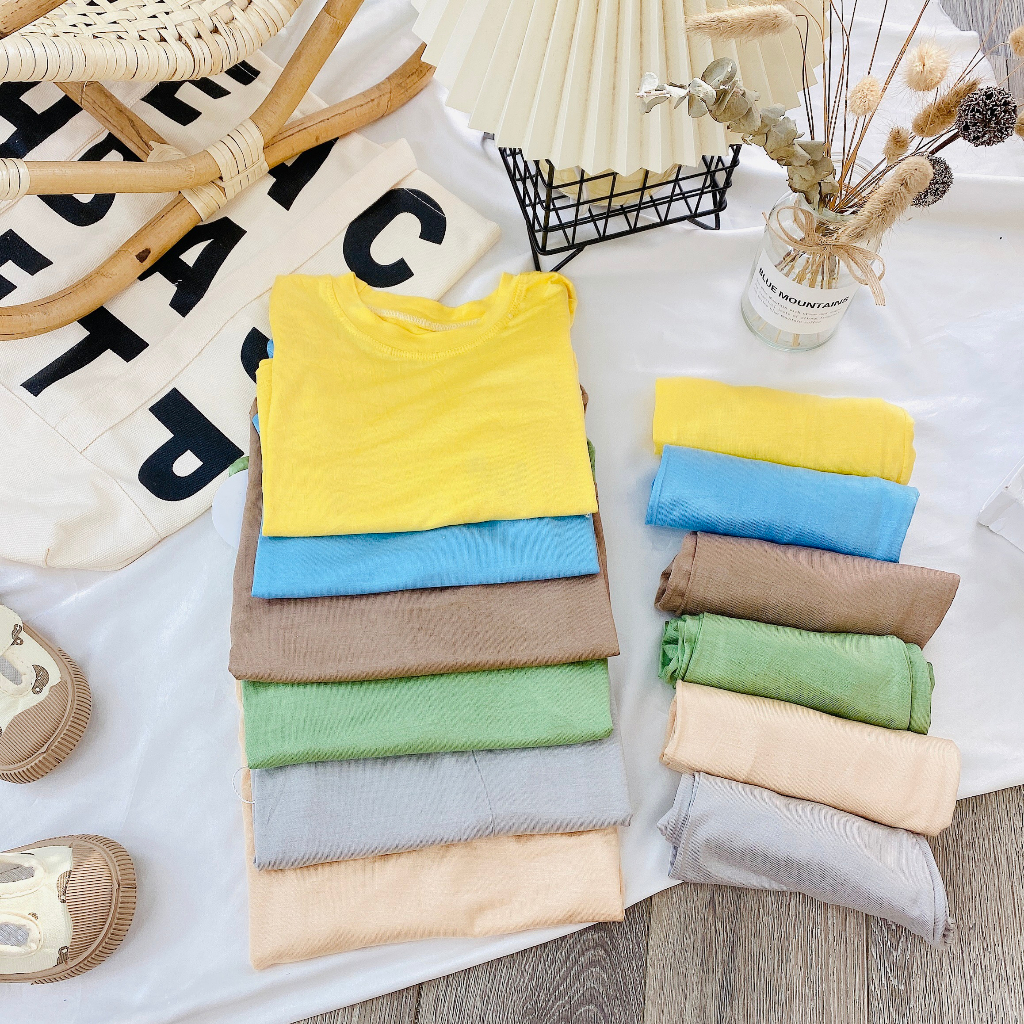 Bộ dài tay cho bé trai và bé gái LILIKIDS chất thun lạnh trơn cho bé cho bé từ 8-18kg