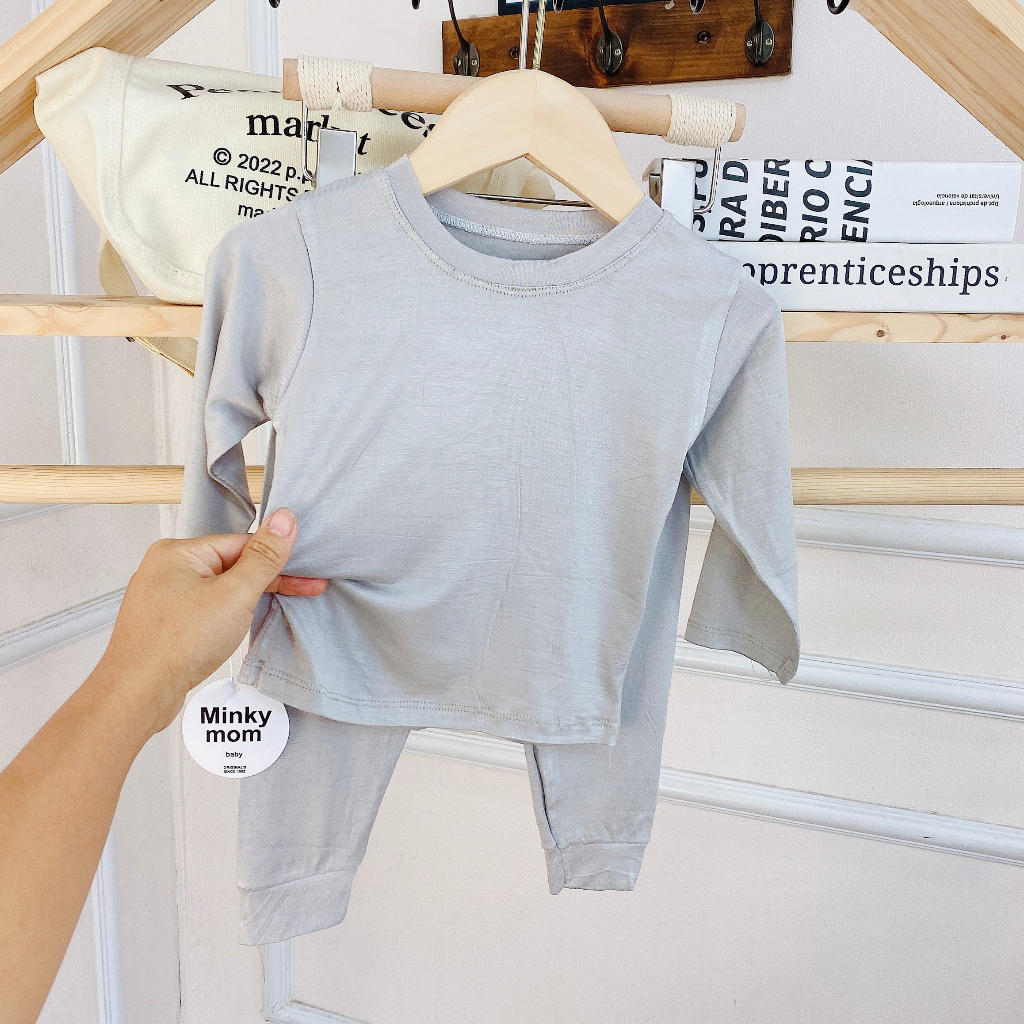 Bộ dài tay cho bé trai và bé gái LILIKIDS chất thun lạnh trơn cho bé cho bé từ 8-18kg