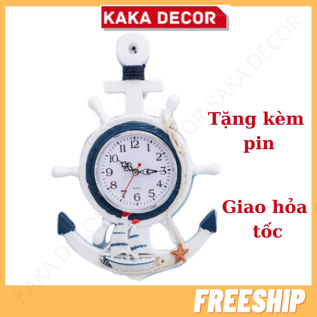 Đồng hồ treo tường mỏ neo kim trôi trang trí decor phòng khách phòng ngủ, đồng hồ phong thủy sáng tạo độc đáo