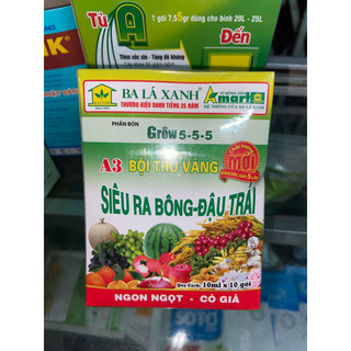 Phân bón lá hiệu Ba Lá Xanh Siêu ra bông đậu trái gói 10ml mL