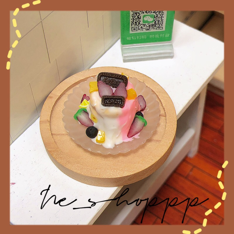 Mô hình thức ăn đĩa bánh pancake hoa quả mini