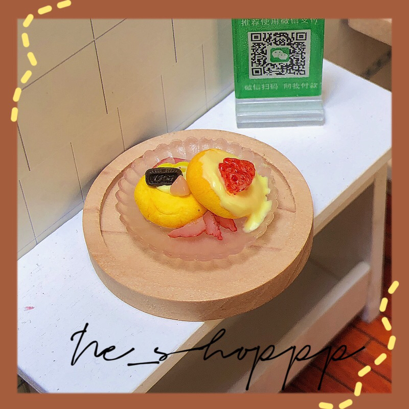 Mô hình thức ăn đĩa bánh pancake hoa quả mini