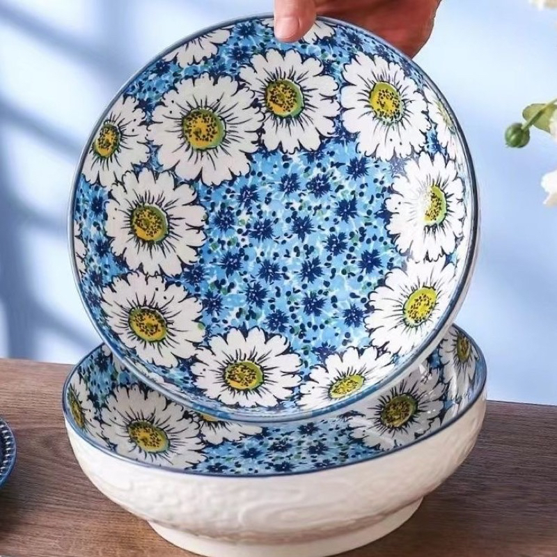 Bộ bát đĩa sứ Ba Lan hoa cúc cao cấp