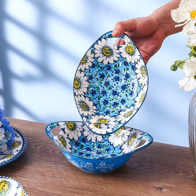 Bộ bát đĩa sứ Ba Lan hoa cúc cao cấp