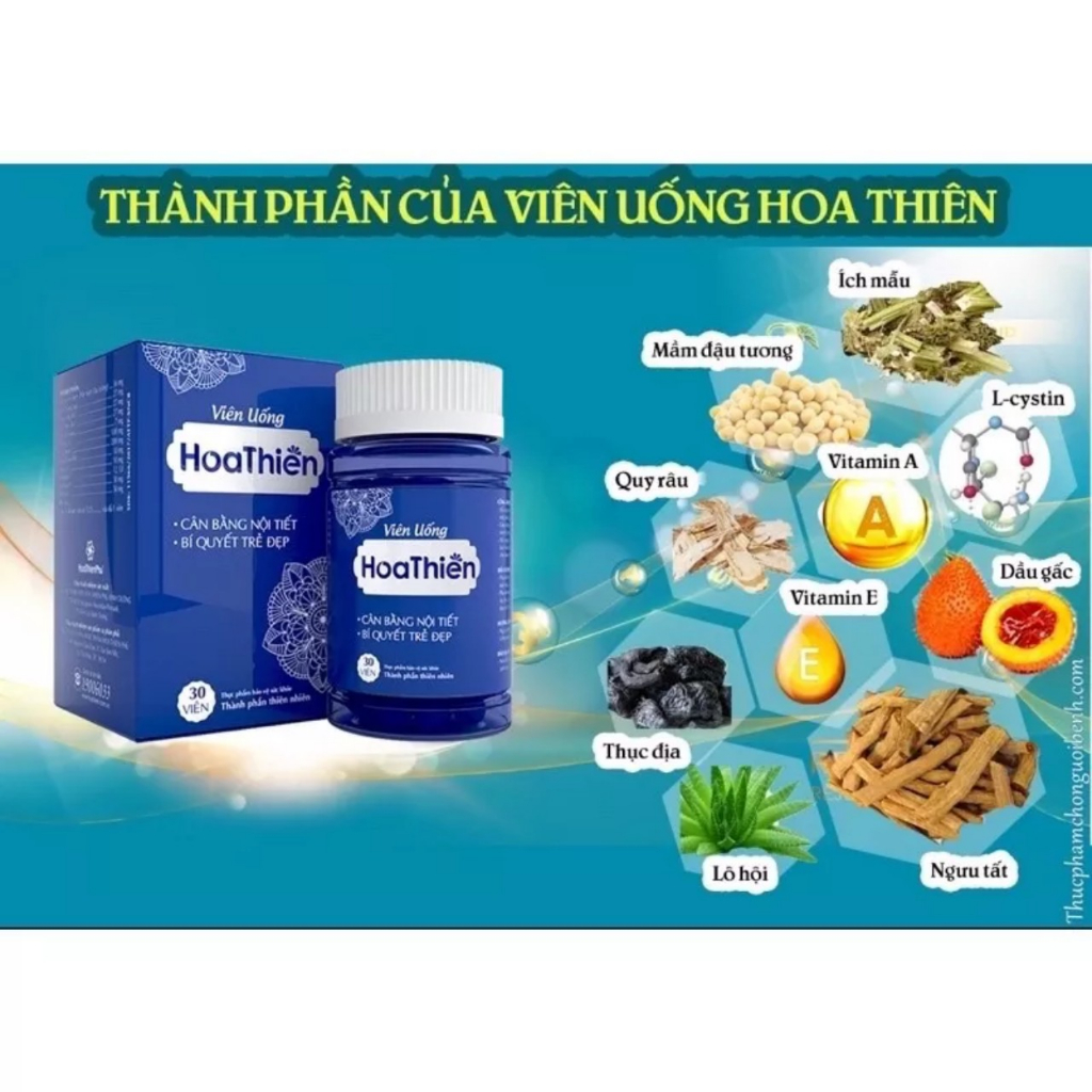 Viên uống trắng da Hoa Thiên, tăng cường đàn hồi, trẻ hóa làn da hộp 30 viên