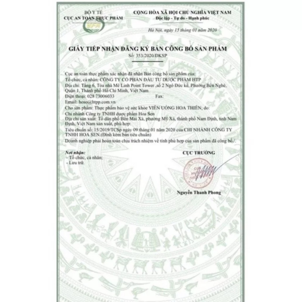 Viên uống trắng da Hoa Thiên, tăng cường đàn hồi, trẻ hóa làn da hộp 30 viên