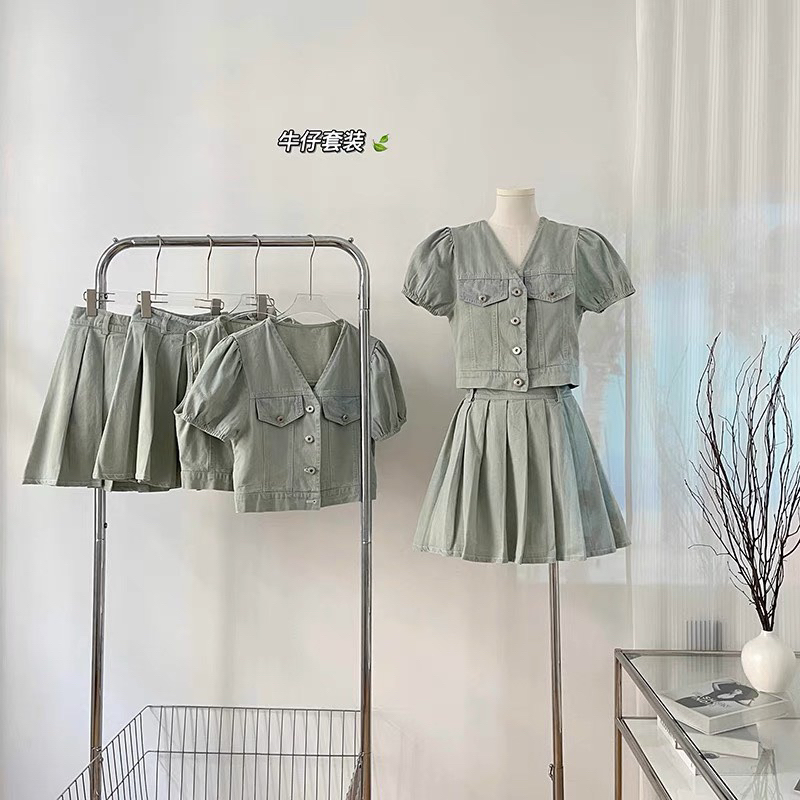 set váy đầm jeans ly kh H093