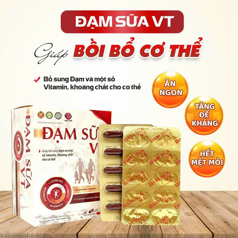 ĐẠM SỮA VT bồi bổ cơ thể tăng sức đề kháng ăn ngon miệng hộp 60 viên