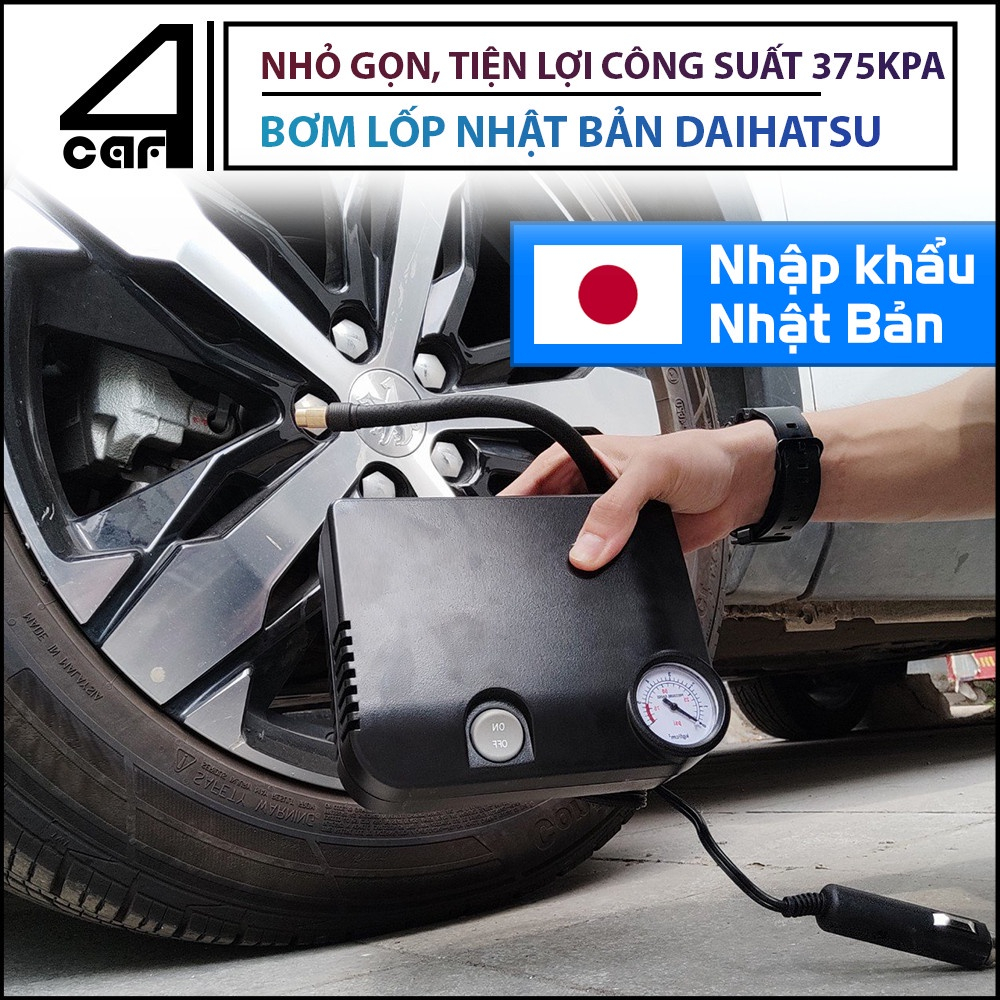 Bơm lốp ô tô nội địa Nhật Daihatsu, bơm lốp xe oto mini JAPAN 375kPa-12V khỏe vô địch bơm mọi dòng xe bảo hành 12 tháng