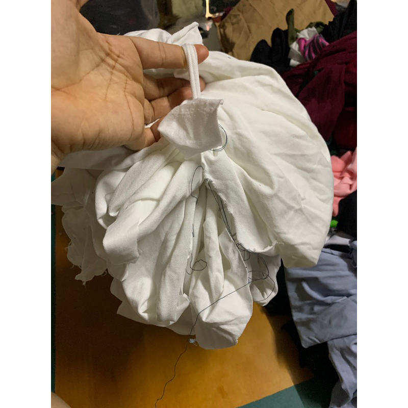 1kg Vải vụn miếng cotton trắng làm  giẻ lau