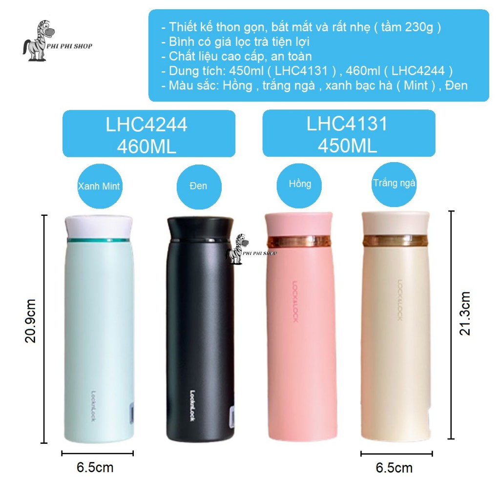 Bình Giữ Nhiệt Lock&Lock Feather Light Ring Tumbler LHC4131 (450ml) và LHC4244 (460ml) nhiều màu sắc