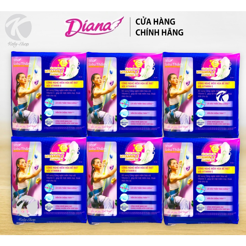 Combo 6 Gói Băng Vệ Sinh Diana Siêu Thấm Super Ultra Slim Mỏng 0.1 cm
