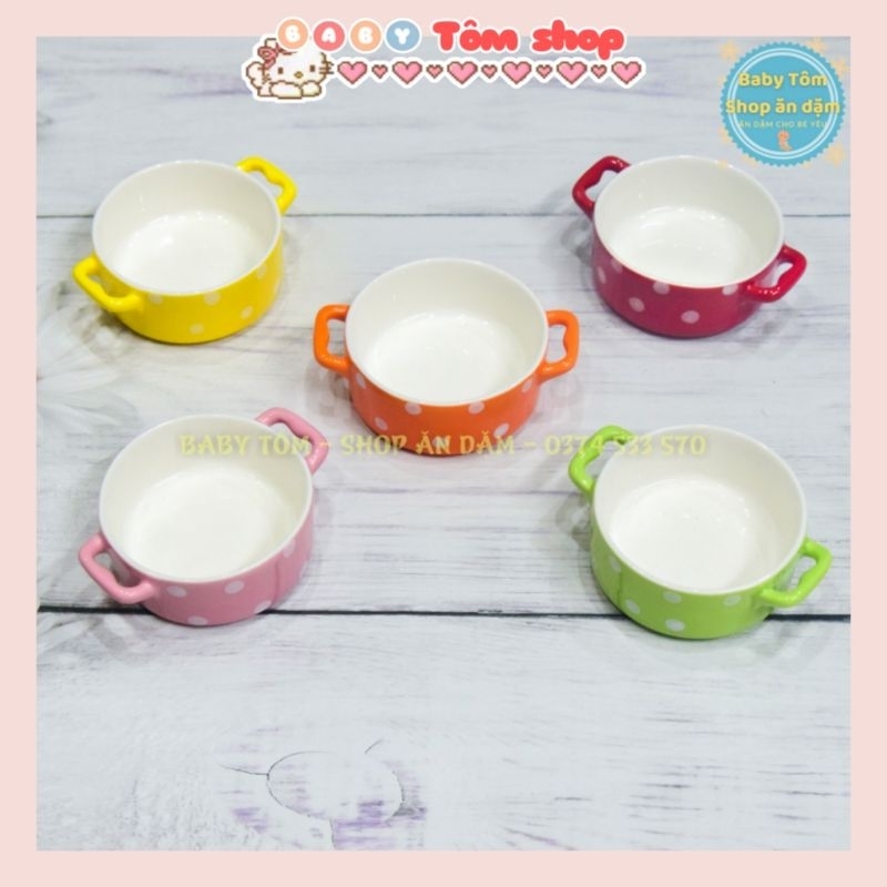 Bát gốm sứ ăn dặm hình Nồi chấm bi dung tích 100ml, Baby Tôm
