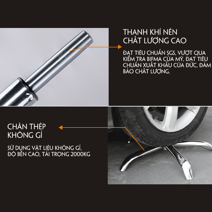 Ghế Giám Đốc Bọc Da Cao Cấp Có Gác Chân, Ngả Lưng Xoay 360 Độ - Bảo Hành 12 Tháng