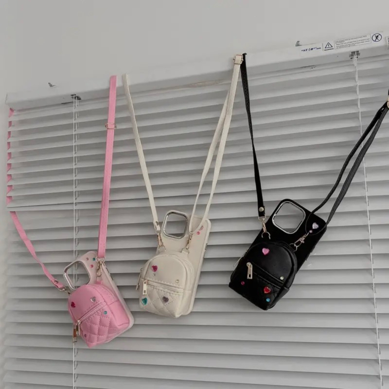 Ốp Lưng Ip Màu Basic có túi balo đeo chéo dành cho ip 11pm 12pm 13pm 14pm - TENCASESHOP