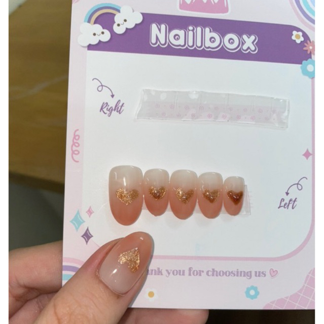 Nailbox Ombre hồng mắt mèo trái tim