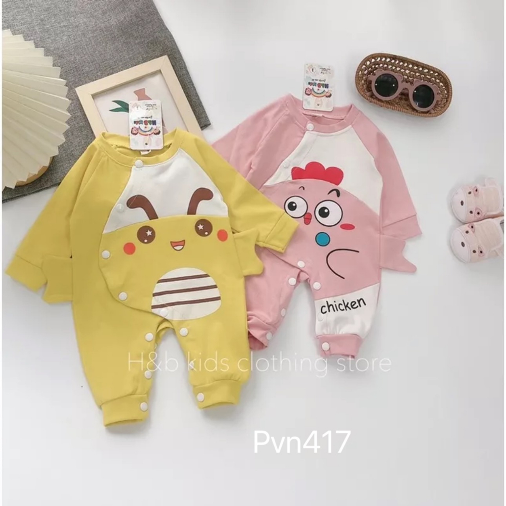 Bộ body cho bé sơ sinh, bộ body liền thân dài tay chất cotton zip Hàn siêu đẹp cho bé trai và bé gái