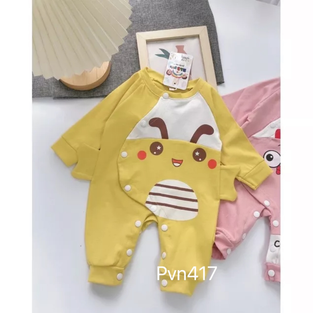 Bộ body cho bé sơ sinh, bộ body liền thân dài tay chất cotton zip Hàn siêu đẹp cho bé trai và bé gái