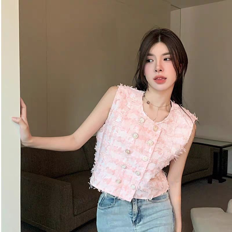 Áo Dạ Rua Gile Cúc Ngọc Có Lót Trong Áo Dạ Sát Nách Dáng Ngắn 2 Hàng Cúc Freesize