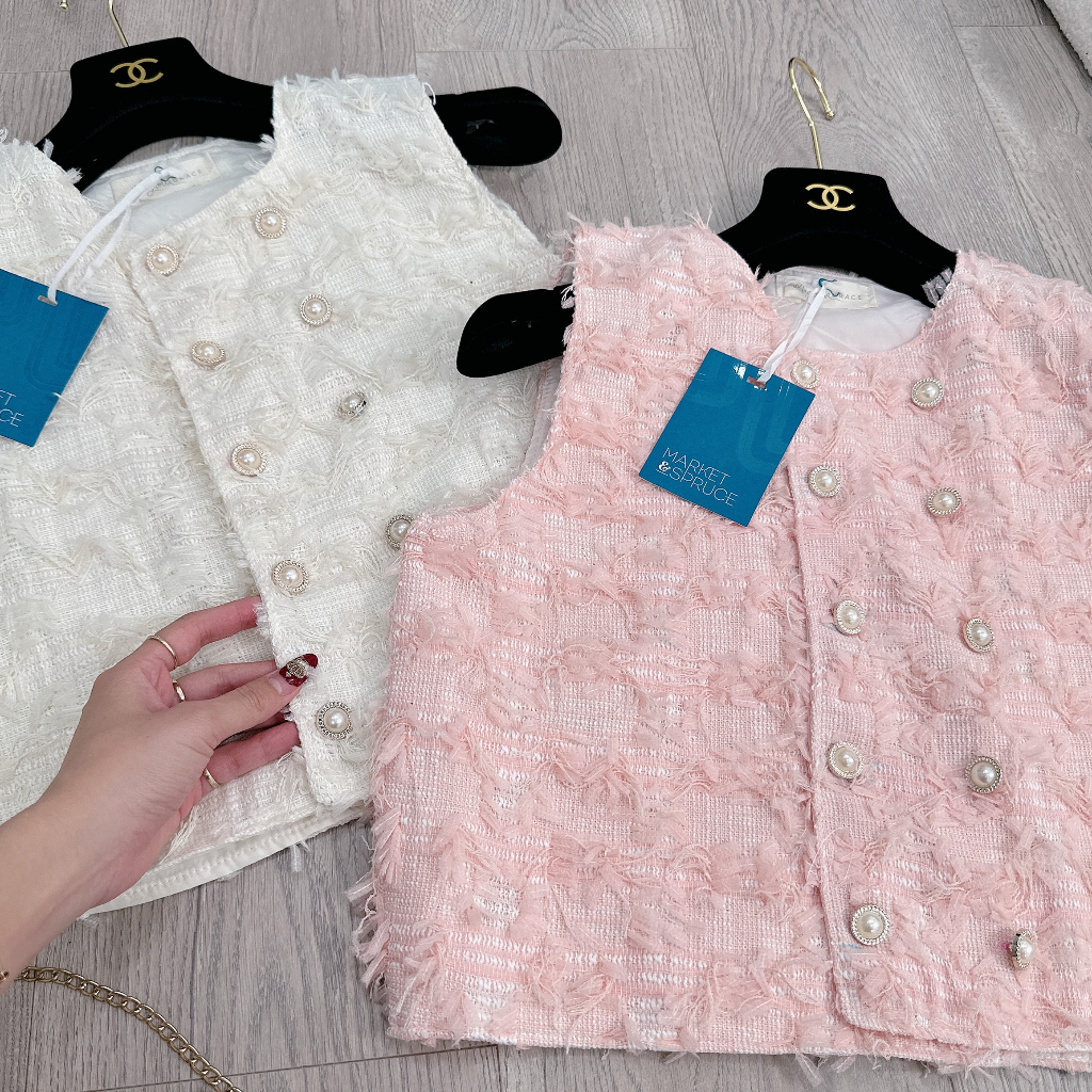 Áo Dạ Rua Gile Cúc Ngọc Có Lót Trong Áo Dạ Sát Nách Dáng Ngắn 2 Hàng Cúc Freesize