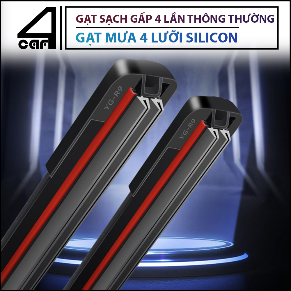Gạt mưa ô tô 4 lưỡi silicon không xương đời mới nhất 2023 gạt sạch gấp 4 lần loại thường, gạt mưa 4 lưỡi silicon