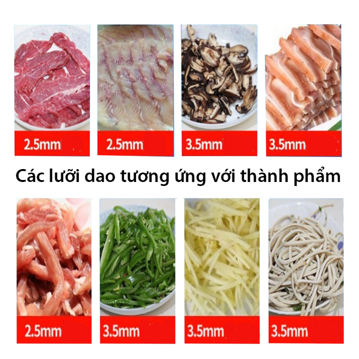 Máy thái thịt tươi sống HD85 1 cửa dao chuyên cắt thịt bò công xuất 750w 2.0mm 2.5mm 3.5mm 5.0mm - 20mm dễ dàng vệ sinh