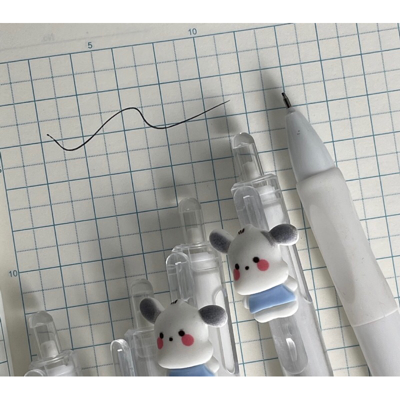 Bút Bi Bấm Hình Cún Con Mực Gel Đen Ngòi 0.5 mm Siêu Đáng Yêu Gấu Mon