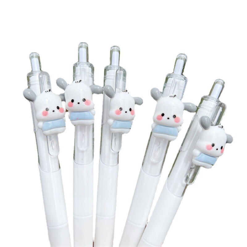 Bút Bi Bấm Hình Cún Con Mực Gel Đen Ngòi 0.5 mm Siêu Đáng Yêu Gấu Mon