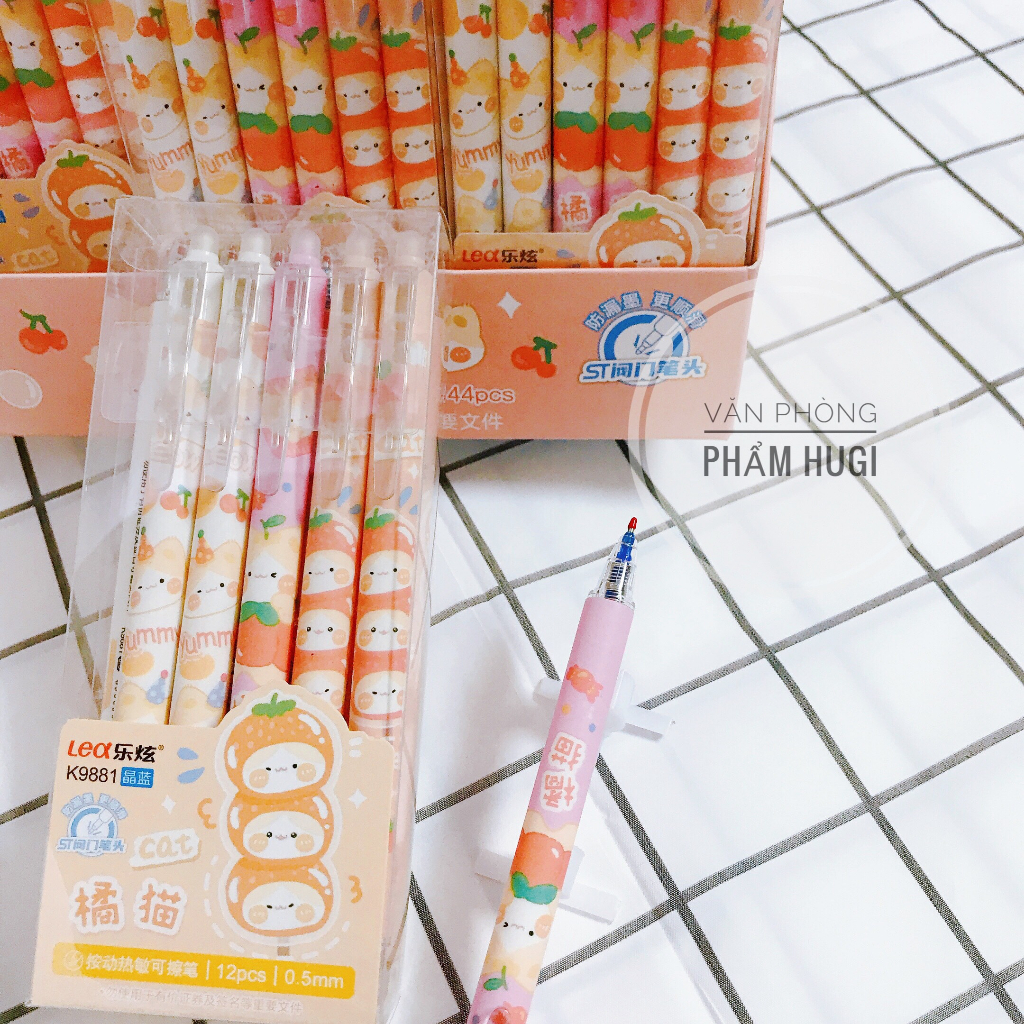 Hộp 12 Cây Bút Gel Đầu Bấm Tẩy Xóa Được  nhiều mẫu dễ thương