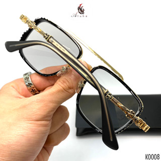 Gọng kính Chrome Heart 2 cầu họa tiết Gothic cổ điển, retro phù hợp cho nam mặt lớn, người béo - K0008 - Aluha