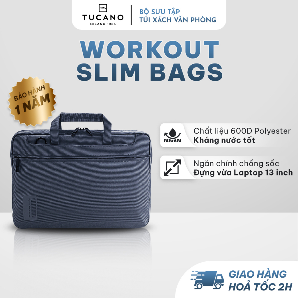 Túi Xách Nam Nữ TUCANO WORKOUT SLIM BAGS - 13 inch, Thiết Kế Kháng Sốc, Kháng Nước Tốt 