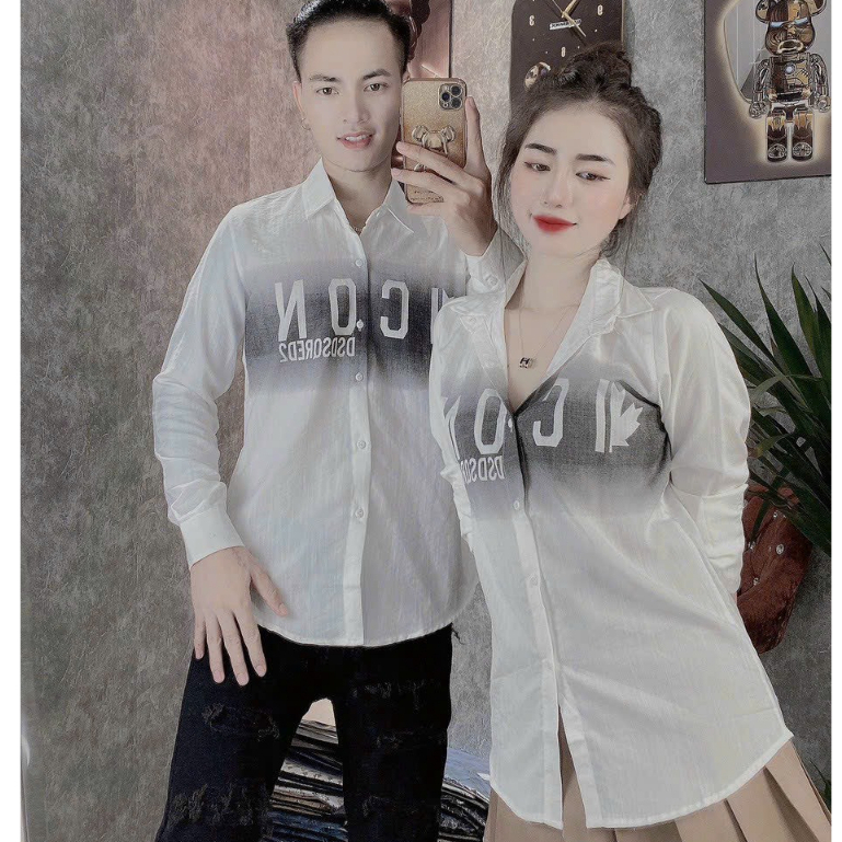 Áo Sơ Mi Dài Tay Cao Cấp Form Hàn Chất Đũi Loang Áo Đôi Nam Nữ