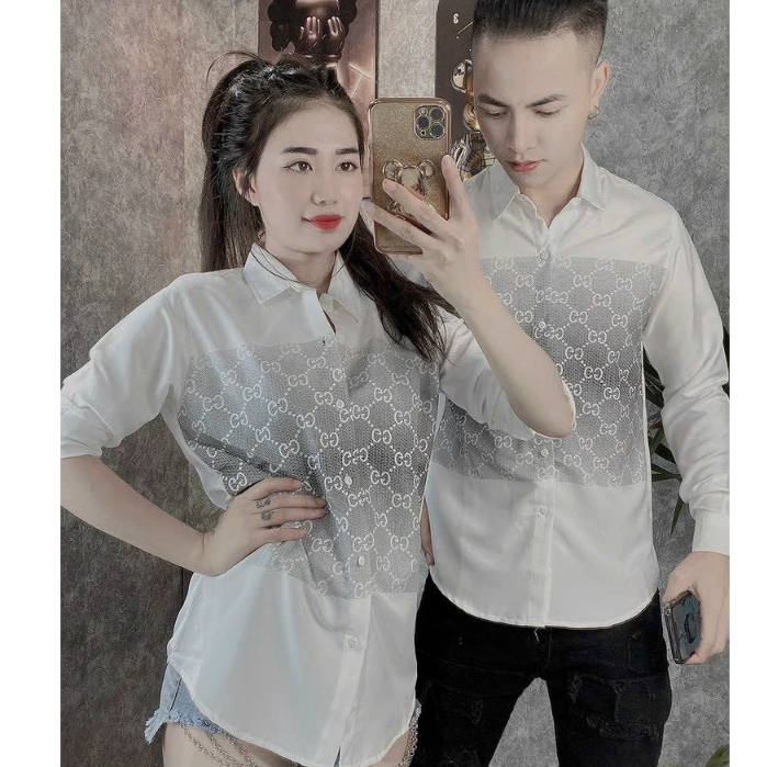 Áo Sơ Mi Dài Tay Cao Cấp Form Hàn Chất Đũi Loang Áo Đôi Nam Nữ